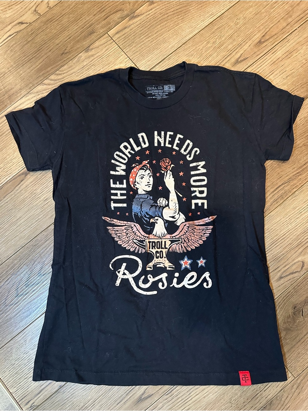 Trolls Black Graphic Tee 'The World Needs More Rosies'